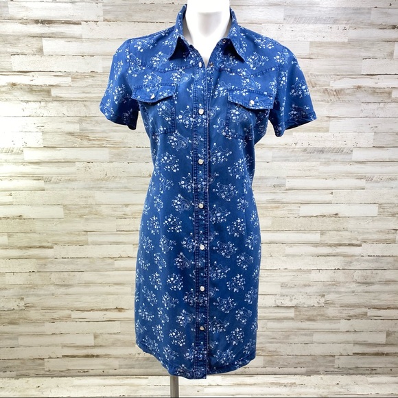 True Grit Vintage Paisley Indigo Cowboy Shirtdress